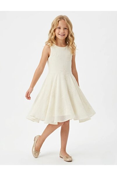 nk kids Κοριτσίστικο φόρεμα για εκδηλώσεις με ανάγλυφο κέντημα, κλείσιμο με φ...