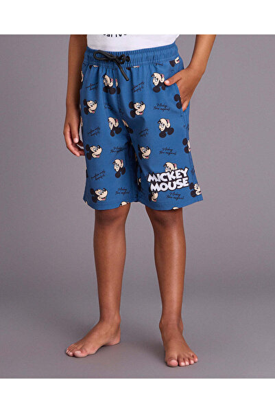 REDTAG Boys Blue Mickey Mouse Printed Swim Shorts