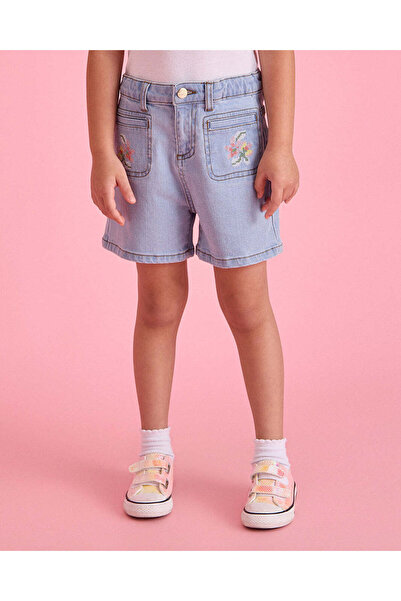 REDTAG Girls Blue Denim Shorts