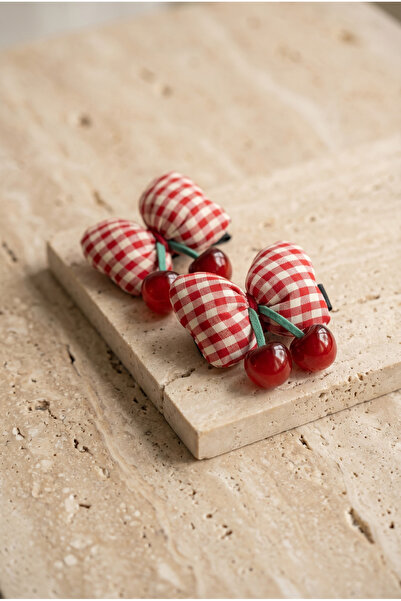 Katia&Bony Κόκκινη πόρπη με κεράσια, 2 τεμάχια