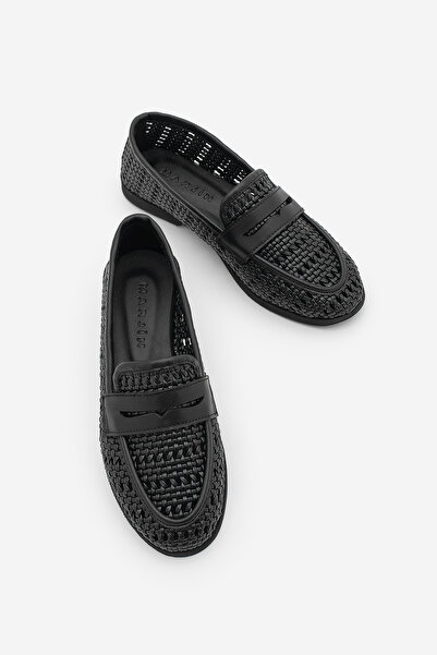 Marjin Γυναικεία Loafer Πλεκτά στο χέρι Παπούτσια Casual Maleno Μαύρα