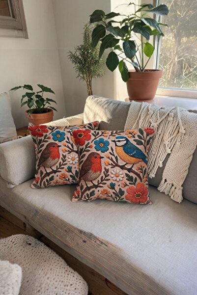 ÖZDAĞ HOME CONCEPT Bird Patterned Throw Pillow Cover – (Set of Two)