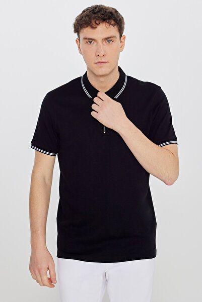 ALTINYILDIZ CLASSICS Κοντομάνικο polo - Μαύρο - Στενή εφαρμογή