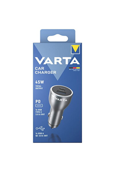 Varta Car charger, Varta, USB 45W, 1xUSB-A, 1xUSB-C, black