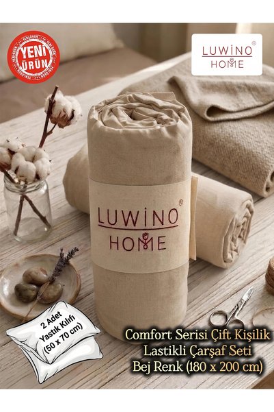 LUWİNO HOME Comfort Series Cotton Double Elastic Sheet Set (180 X 200 Cm, 30 cm Height)