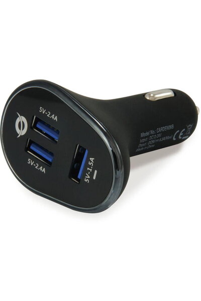CONCEPTRONIC Car Charger KFZ-3Port 31W, 3xUSB-A Black