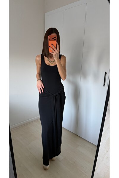 NURCAN KESKİN STORE BEL BAĞLAMA DETAYLI ASKILI ELBİSE