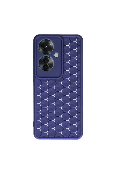 Generic Brand Etr Oppo Reno 11F Case Honeycomb Silicone Cover - Navy Blue Ti̇c