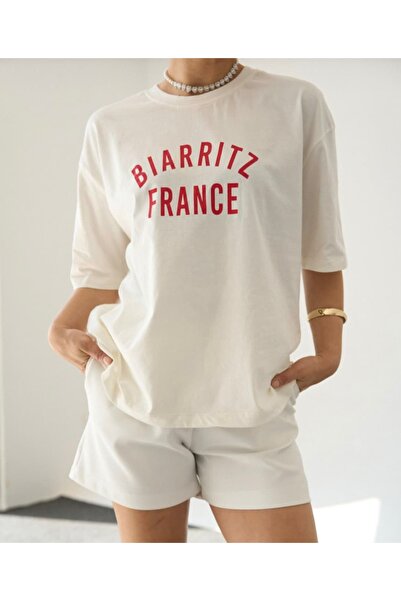 Serpirella Butik Μπλουζάκι με στάμπα κόκκινου κειμένου