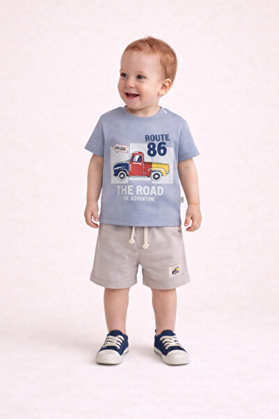 2kids2mom Baby Boy 24 Months the Road T-Shirt and Shorts 2-Piece Set