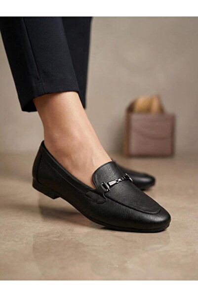 Venüs 25484204Y Women's Genuine Leather Buckle Thin Sole Loafer Shoes