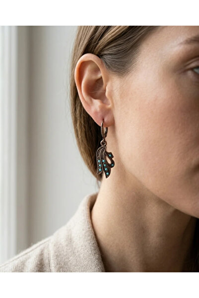 Dorvina Vintage Women's Earrings Bronze Authentic Jewelry Turquoise Stone Emb...