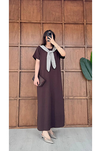 khar Γυναικείο φόρεμα Basic Modal με δέσιμο μπροστά και λεπτομέρεια σκίσιμο