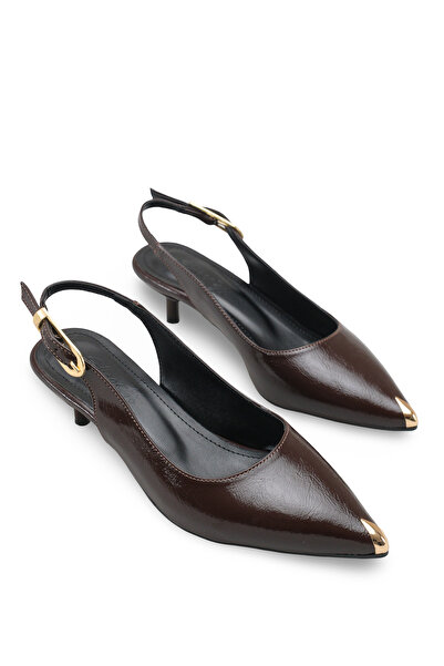 Bak Store Πολυτελή καφέ ματαία δερμάτινα γυναικεία παπούτσια με τακούνι, με μ...