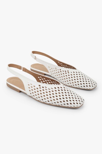 Shoeberry Γυναικείες διάτρητες μπαλαρίνες Selira White Skin