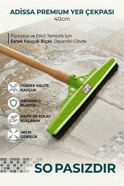 adissa Premium Yeşil Çekpas Çekçek Yersil Ucu 40 Cm Sağlam Kauçuk Dayanıklı P...
