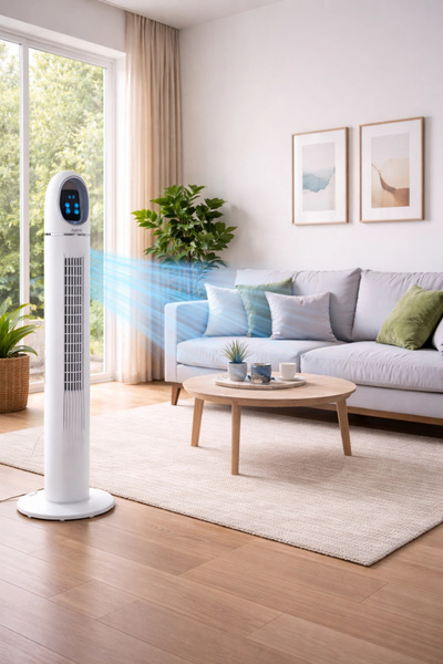 Sarftech 45W Kule Tipi Vantilatör Uzaktan Kumandalı Dokunmatik LED Ekranlı 3 ...