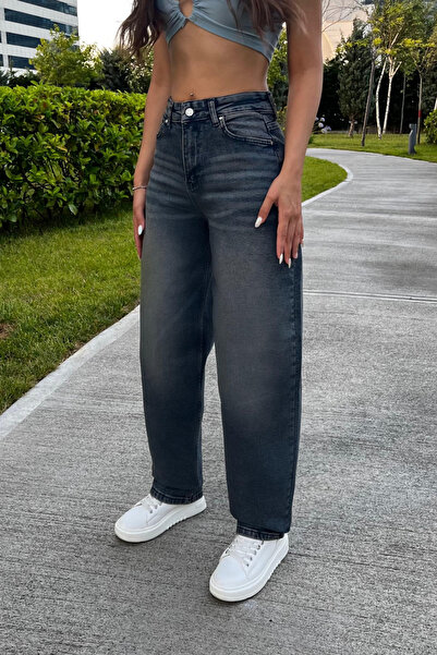 BİKELİFE Γυναικείο τζιν ψηλόμεσο με φαρδιά γραμμή και φαρδιά μπατζάκια