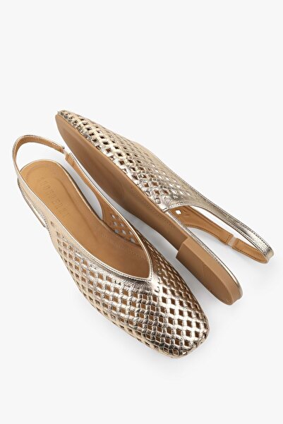 Shoeberry Γυναικείες διάτρητες μπαλαρίνες Selira Gold Skin