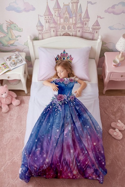 EVPANYA Night Princess Patterned Single Baby Kids Bedding Set