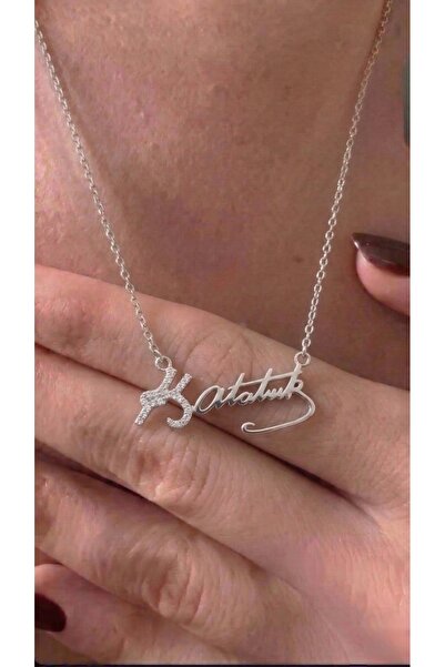 Non-darkening Steel Necklace | Women's Ataturk Necklace | Necklace for Sensitive Skin |Silver Necklace