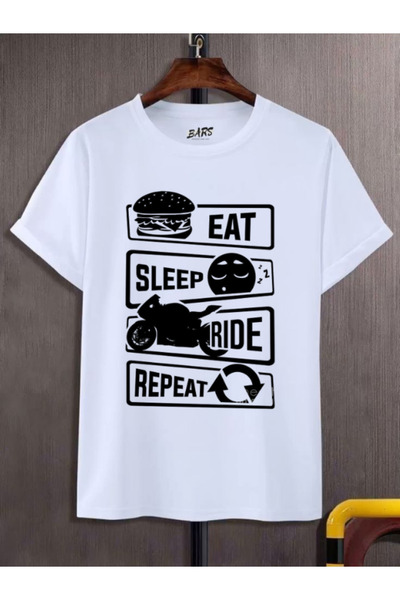 barsdepo Μπλουζάκι EAT SLEEP RIDE, Ποιότητα PREMIUM Unisex για Παιδιά / Ενήλι...