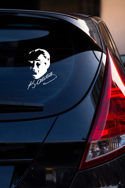 MIGNATIS Atatürk İmza ve Silüet Araba Sticker - Mustafa Kemal Atatürk Oto Sti...
