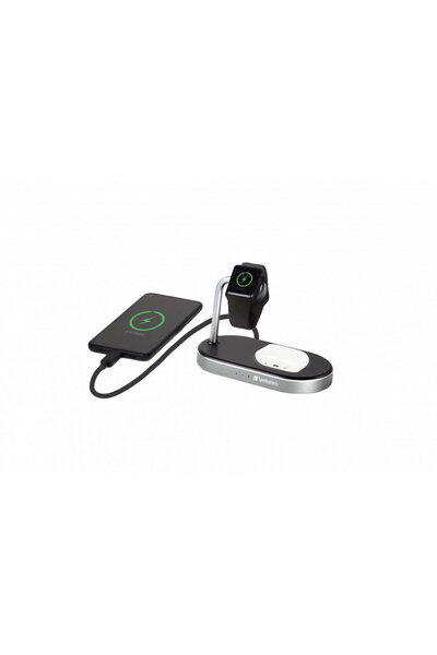 Verbatim WCS-02 Încărcător 3-în-1 din aluminiu Qi MFi WiFi+Apple Watch