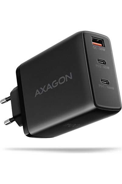 Axagon ACU-DPQ100 Încărcător de perete GaN 100W, 3 porturi (USB-A + dual USB-...
