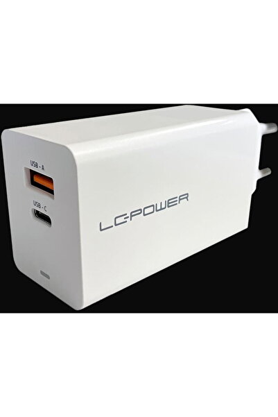 LC POWER LC-Power Επιτοίχιος φορτιστής 65W, 1xUSB-A, 1xUSB-C, λευκό
