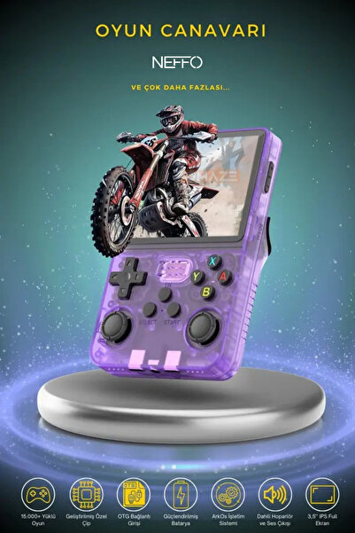 NEFFO R36S Retro Oyun Konsolu 15.000+ Konsol Oyunu Yeni Nesil El Atarisi 64 G...