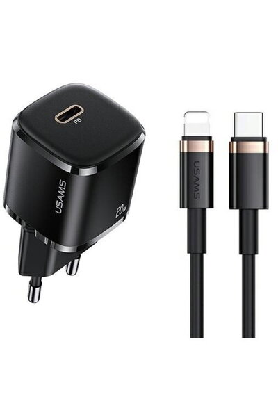 Usams Зарядно устройство 1x USB-C T36+Lightning PD