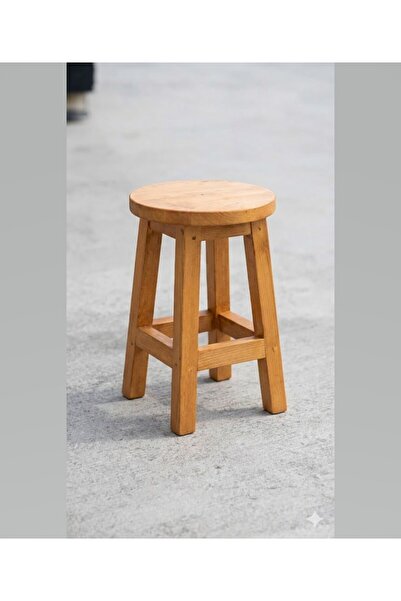 Missidea Masif Ahşap Tabure 30x45 cm – Doğal, El İşçiliği, Modern Dekoratif T...