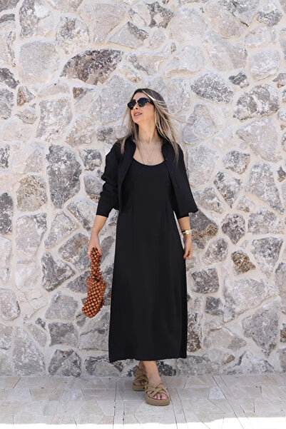 bytugcekaya Μαύρο φόρεμα με τιράντες