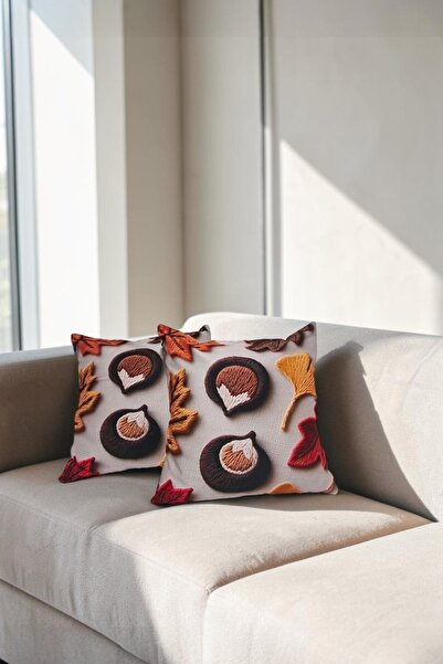 ÖZDAĞ HOME CONCEPT Autumn Patterned Decorative Throw Pillow Cover – Embroider...