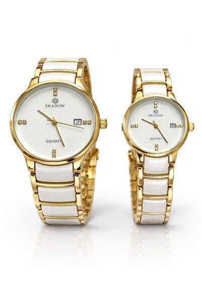 SHADOW Crimson Duo Couple Watch Set SD7113 White & Gold plasticQuartz Analog ...