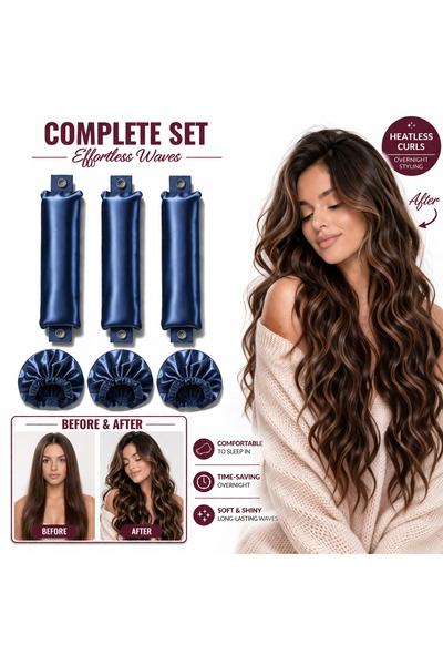 SATİNELLA Σετ 3 τεμαχίων για μπούκλες με κουμπωτά κλιπ, 3 σατέν μπονέ, 1 τσάν...