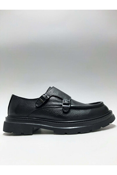 zeybek Genuine Leather Black Double Buckle Lightweight Laceless Classic Casua...