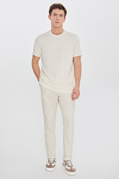 ALTINYILDIZ CLASSICS Ανδρικό βαμβακερό παντελόνι σε μπεζ χρώμα, στενή εφαρμογ...