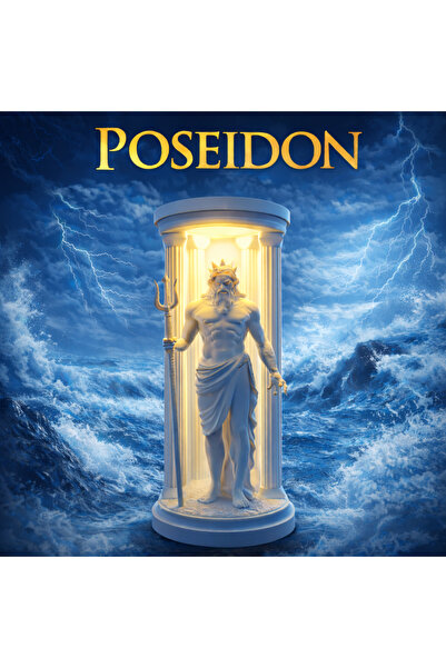Baaloon Poseidon Heykel Lamba LED Gece Lambası Antik Yunan Tanrısı Dekoratif ...