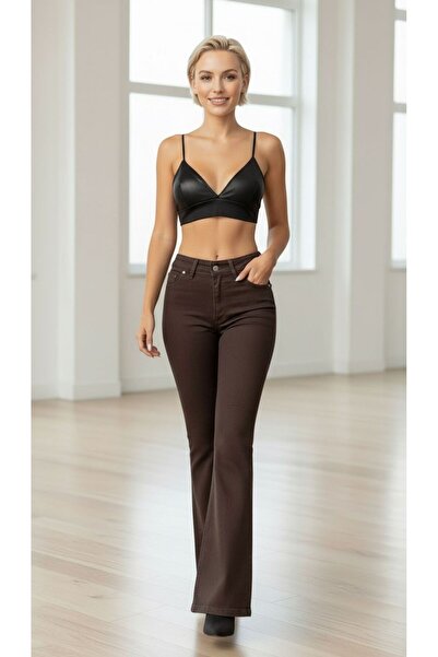 geenz manifacture Bitter Brown Cherry Lycra High Spanish Spanish Jeans Trousers
