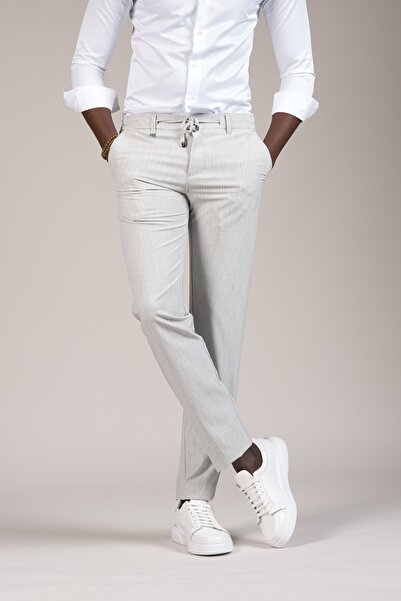 PERPANT Slimfit Thin Striped Summer Jogger Pants with Threaded Waistband and ...