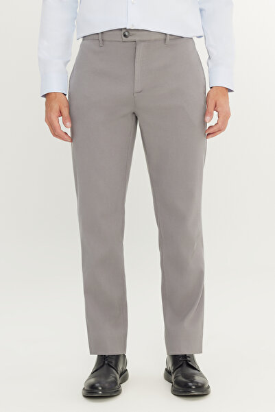 ALTINYILDIZ CLASSICS بنطلون رجالي مريح من القطن باللون الرمادي مع جيوب جانبية...