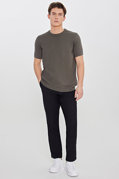 ALTINYILDIZ CLASSICS Ανδρικό μαύρο παντελόνι στενής εφαρμογής με δέσιμο στη μ...