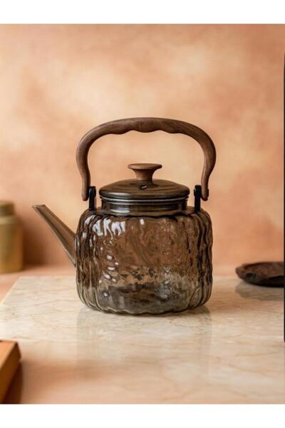 LAVORA Arow Acacia Wood Plant Tea Pot with Handle 1350 ml (Base Diameter 13, ...