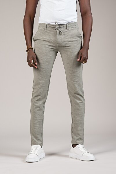 PERPANT Παντελόνι Jogger Slimfit Dobby με κορδόνι στη μέση και ελαστική λύκρα...