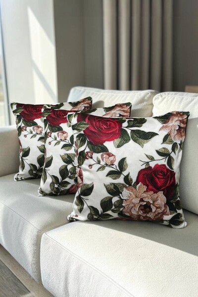 ÖZDAĞ HOME CONCEPT Rose Patterned Decorative Throw Pillow Cover – Stylish and...