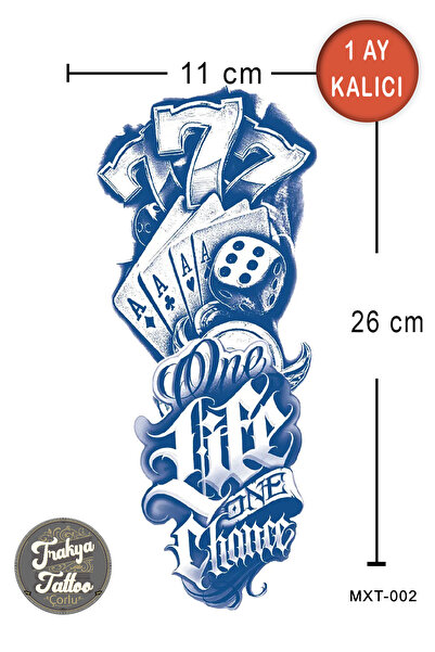 Trakya Tattoo 1 Ay Kalıcı Dövme Büyük Boy Yarım Kol 777 One Life Geçici Dövme
