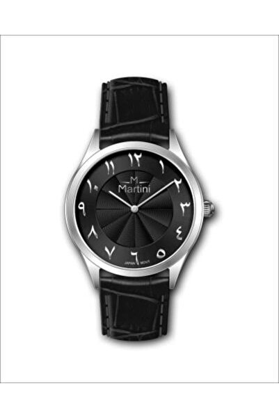 martini Men's Leather Watch with Luxury Design in Black