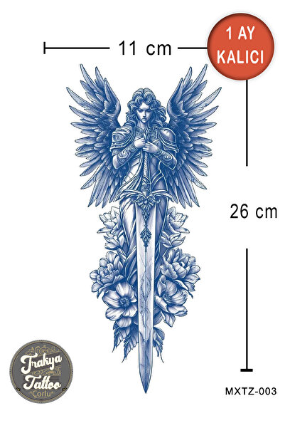 Trakya Tattoo 1 Ay Kalıcı Dövme Büyük Boy Yarım Kol Bacak ve Kol Şövalye Geçi...